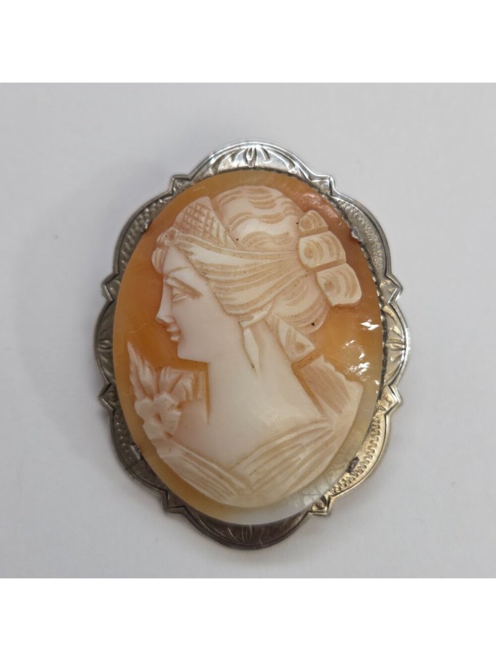 Cameo Silver Brooch Hallmarked - as found